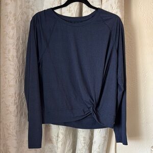 Apana Blue Tie Front Long Sleeve Women’s Exercise Tee